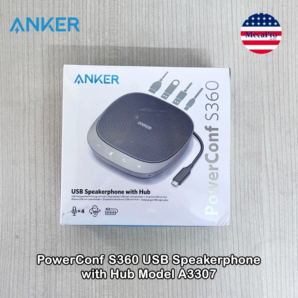 Anker® PowerConf S360 USB Speakerphone with Hub Model A3307 สปีกเกอร์โฟน สำหรับคอมพิวเตอร์ ไมโครโฟนการประชุม ฮับ