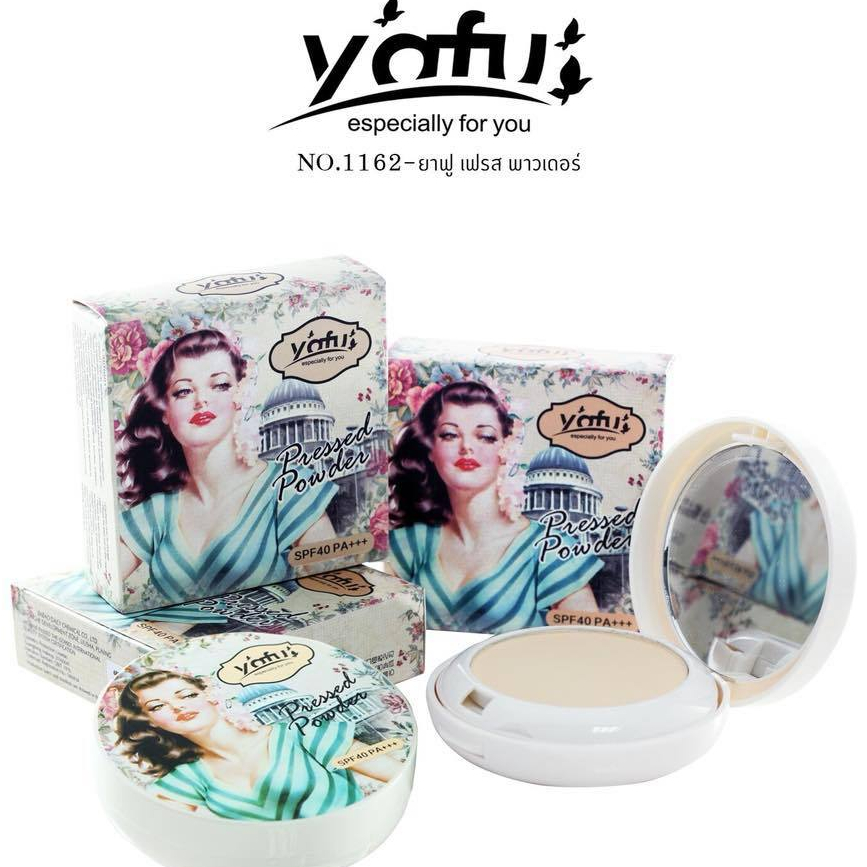 แป้ง Yafu 1162 มี3 เฉดสี  Floral Whitening Flawless Powder Foundation  แป้งทาหน้าผสมกันแดด SPF40PA+++  ตลับวินเทจ สวยหวา