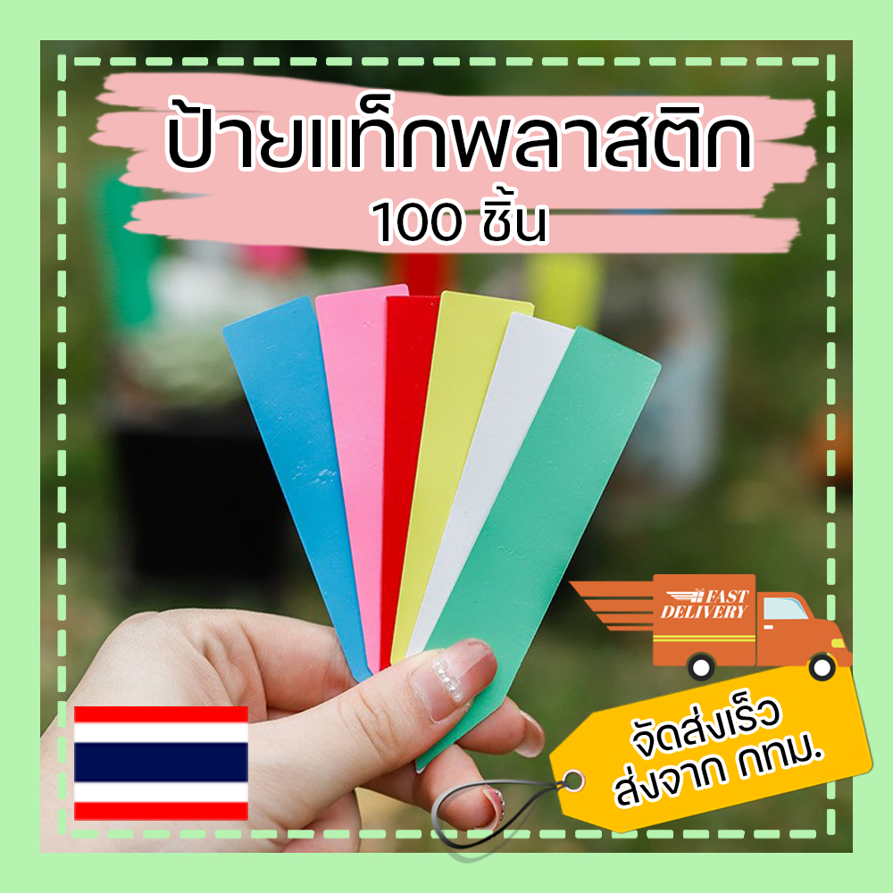 ป้ายแท็ก พลาสติก มีสีให้เลือก ขนาด 10x2 cm. ป้ายแท็กต้นไม้ กระบองเพชร ป้ายชื่อต้นไม้ Tag