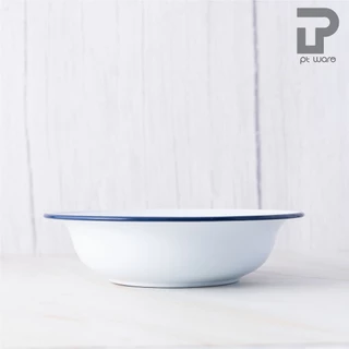 [[[ยกโหล]]] ชามเคลือบ ชามสังกะสีเคลือบ ชามเคลือบ สีขาว ตรากระต่าย ขนาด 12-26 ซม.