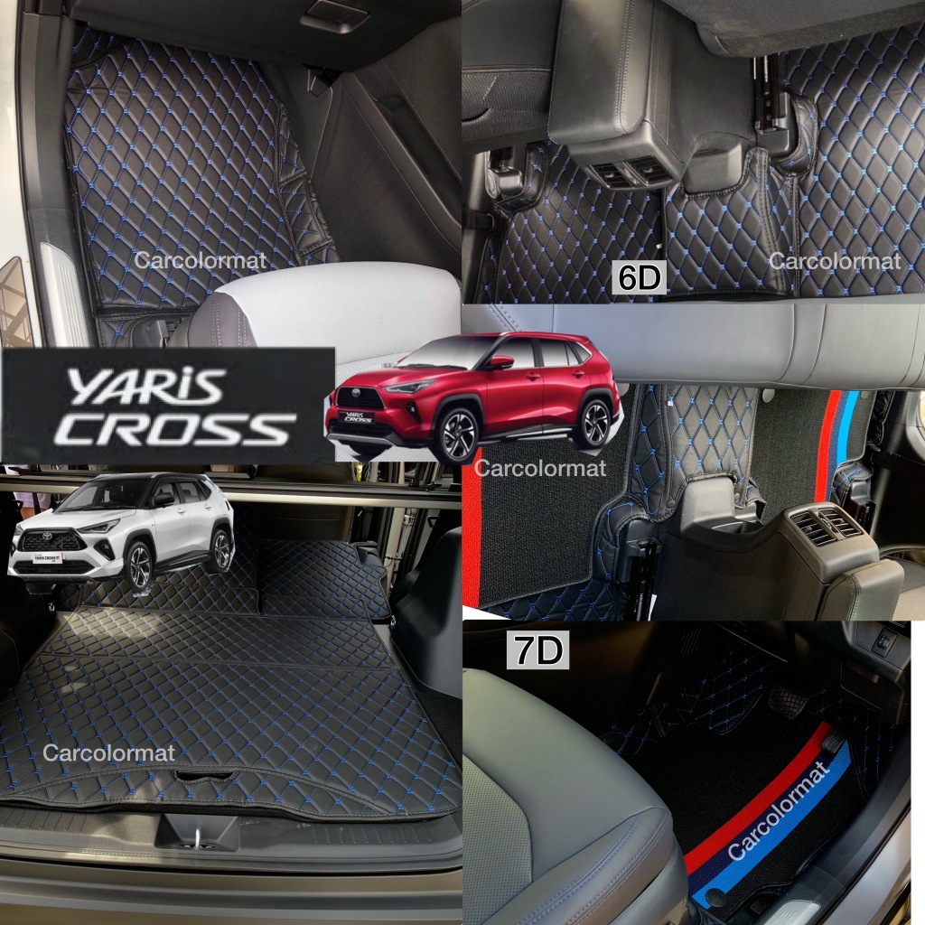 พรมรถยนต์ 6D รุ่นYaris Cross เข้ารูปตรงรุ่น ,7Dเพิ่มใยดักฝุ่น (แถมฟรี 3 !!! ที่วางแขน,หมอนรองคอ,หุ้มเบลล์)