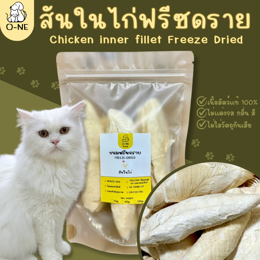 สันในไก่ฟรีซดราย เนื้อไก่แท้ๆ 100 % ขนมสำหรับน้องหมา น้องแมว