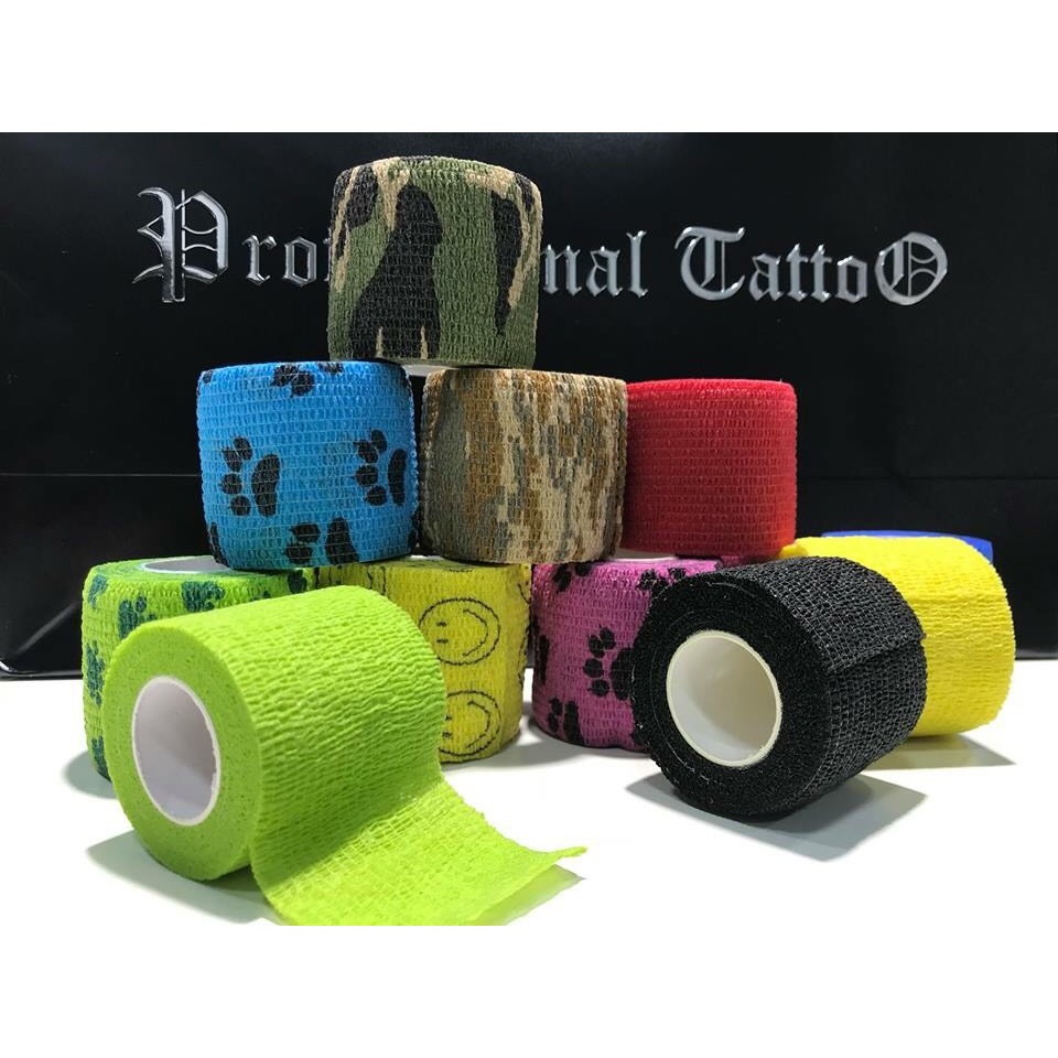 ผ้าพันกระบอกจับเครื่องสัก TATTOO COHESIVE TAPE ขนาด 2 นิ้ว