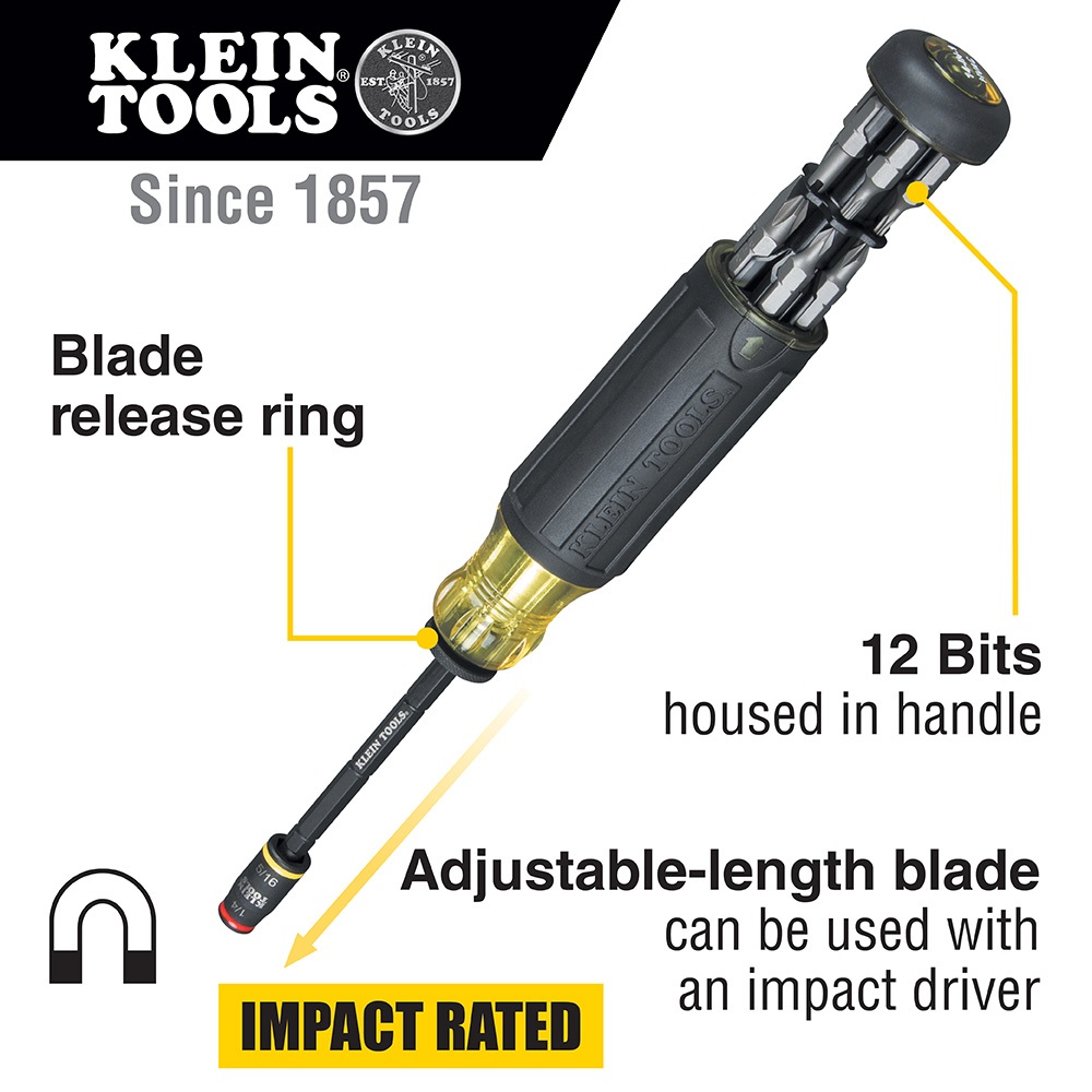 ไขควง  KLEIN 14-in-1 HVAC Adjustable-Length Screwdriver "32304"