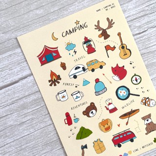สติ๊กเกอร์ติดเล่น กันน้ำ ลาย CAMPING 01 ( Sticker dicut 1 sh…