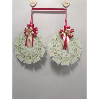 พวงมาลัยเงินแบบ 20 ใบ โบว์ลายcongratulation