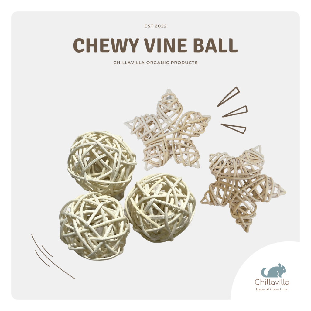 Chillavilla | ลูกหวายธรรมชาติ ลูกบอลหวาย ดาวหวาย ของเล่นแทะ ชินชิลล่า แฮมเตอร์