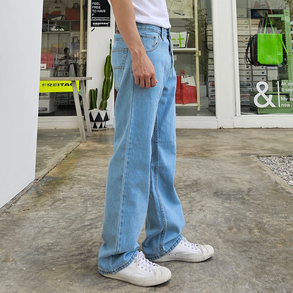 ใส่โค้ด GDZDEC1 Golden Zebra Jeans กางเกงยีนส์ชายทรงขากระบอกใหญ่ผ้าไม่ยืดเอวสูงไซส์เล็กไซส์ใหญ่ #209