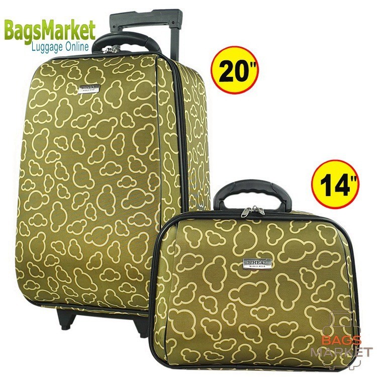 BagsMarket Luggage 🔥 กระเป๋าเดินทางล้อลากขนาด 20/14 นิ้ว เซ็ท 2 ใบ ลายการ์ตูน Snoopy NavyBlue