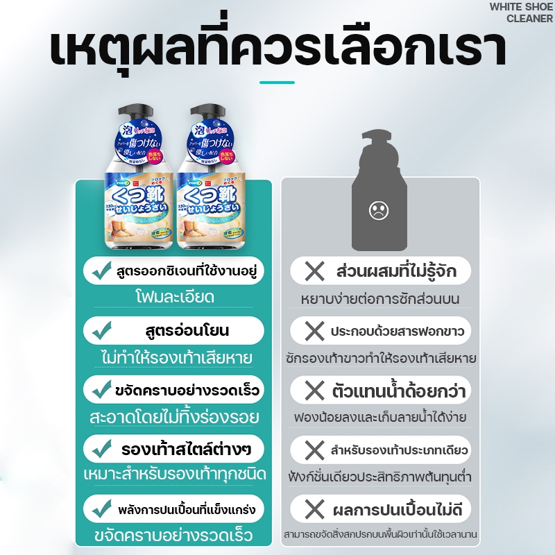 เช็ดแล้วขาวทันที น้ำยาซักรองเท้า 330ml ไม่ต้องใช้น้ำ ลบสีเหลือง ขจัดคราบแรง น้ำยาทำความสะอาดรองเท้า โฟมซักแห้งรองเท้า
