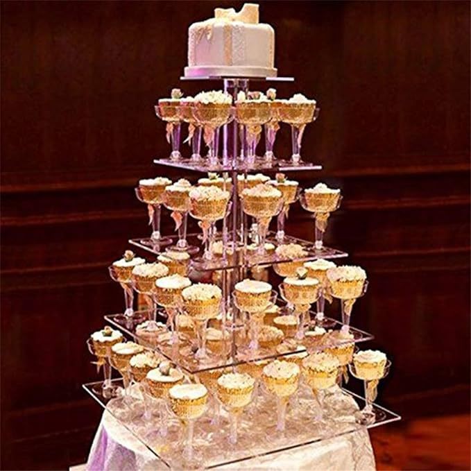 ชั้นวางคัพเค้ก 5 ชั้น  อะคริลิคทรงสี่เหลี่ยมCupcake Stand, 5 Tier