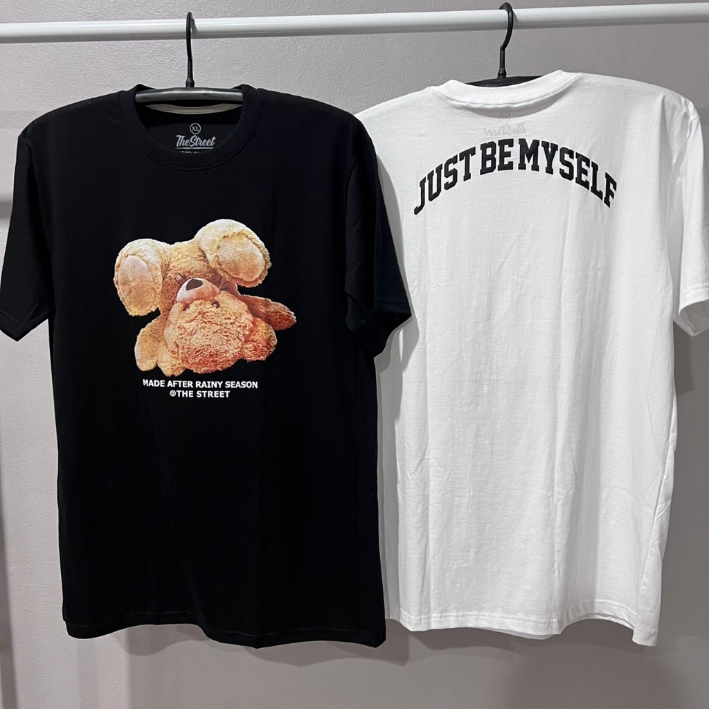 เสื้อยืด เสื้อยืดไซส์ใหญ่ รอบอก 36-68 นิ้ว THE STREET ลาย หมีตีลังกา ผ้าคอตตอนแท้100% สินค้าพร้อมส่ง