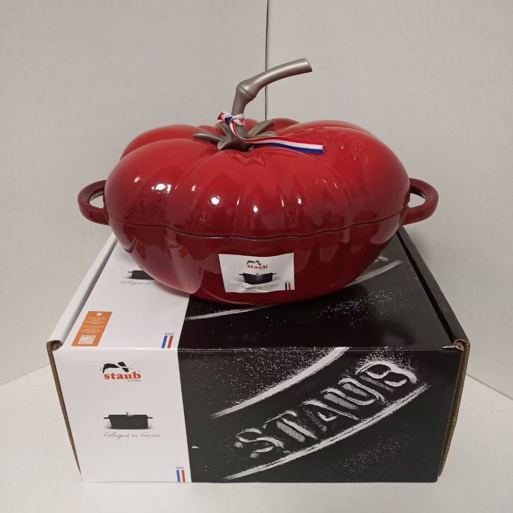 zwilling staub กระทะเหล็ก 25 ซม. มะเขือเทศเคลือบหม้อตุ๋นที่มีสามสีหม้อเหล็กหล่อเคลือบฟันฝรั่งเศส