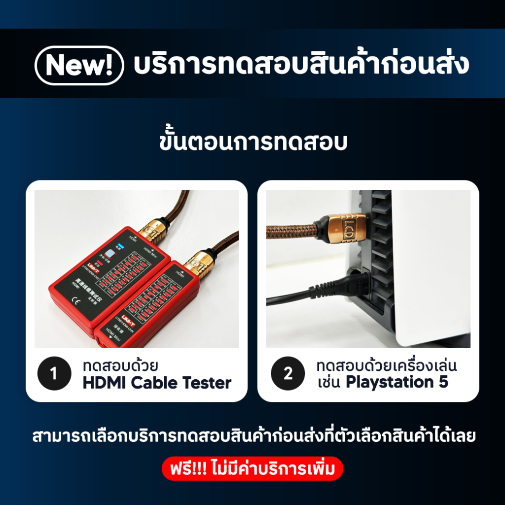HOGAN HDMI สาย HDMI V2.1  2 เมตร รับประกันตลอดชีพ LCDTVTHAILAND รองรับ PlayStation 5 / PS5 Pro / PS5