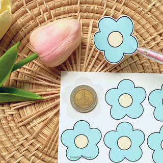 SmileSticker สติ๊กเกอร์ ดอกไม้ แพ็ก 48 ดวง ขนาด 3.8 cm สติ๊กเกอร์ PP กันน้ำ 100% ฉลาก DIY