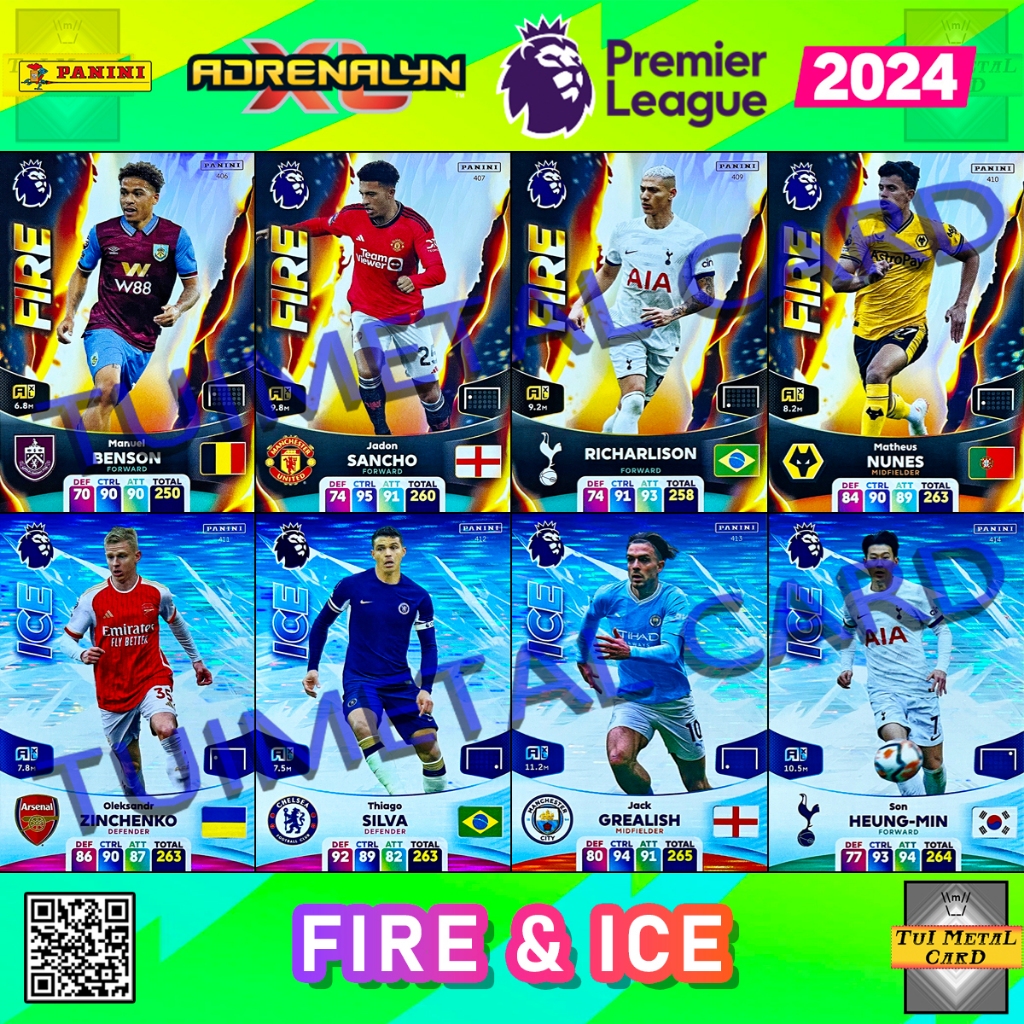 PANINI PREMIER LEAGUE 2024 ADRENALYN XL: FIRE &amp; ICE การ์ดสะสมฟุตบอล Football Trading Card