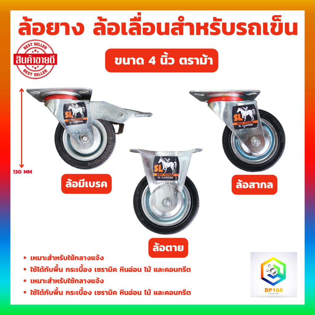 SL ล้อแป้นยาง ล้อรถเข็น ให้เลือก ขนาด 3นิ้ว , 4 นิ้ว สีดำ มีให้เลือก (ล้อเป็น ล้อเป็นมีเบรค และ ล้อตาย ) ล้อรถเข็น