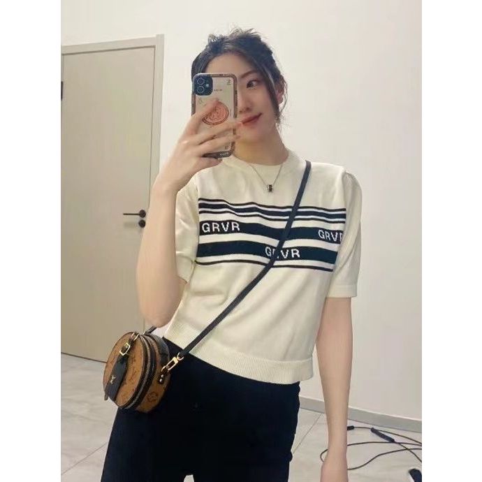 LOGO KNIT GROVE เสื้อยืดไหมพรม แบรนด์เกาหลี
