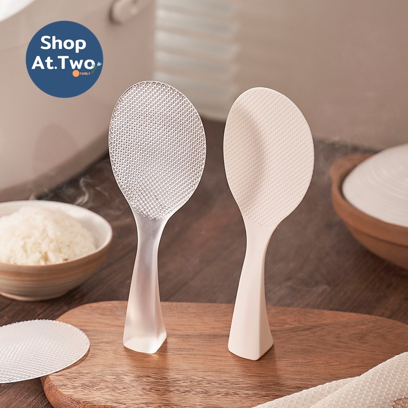 ShopAt.Two[KC-3104] ทัพพีตักข้าว สไตล์ญี่ปุ่น ทัพพีพลาสติก ที่ตักข้าวตั้งได้