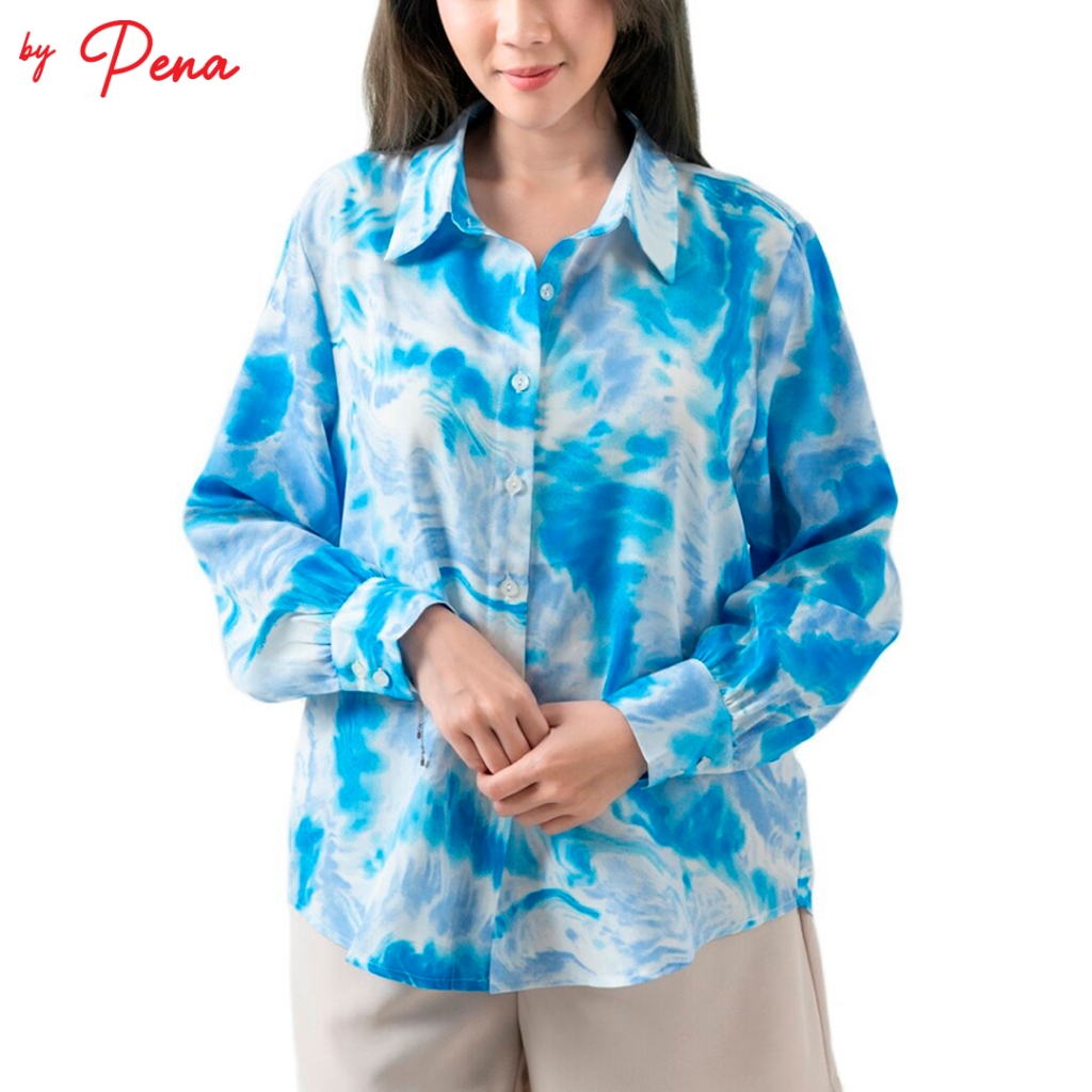 By Pena เสื้อเชิ๊ตผู้หญิงแขนยาว ทรงหลวม BPSL102302