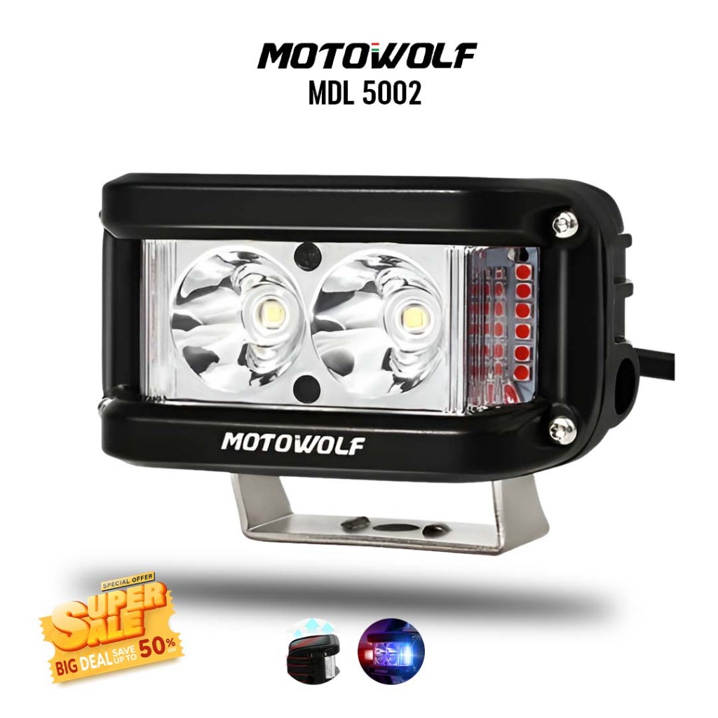 MOTOWOLF MDL 5002 ไฟสปอร์ตไลท์ พร้อมไซเรน สปอร์ตไลท์ 25W ไฟติดรถมอเตอร์ไซค์ ติดมอเตอร์ไซค์ 1 ชิ้น