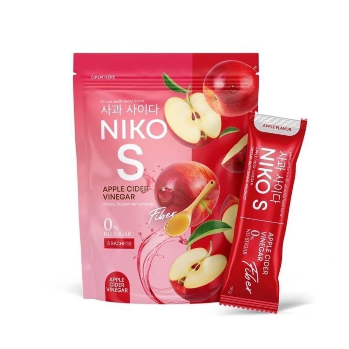 Niko S Apple Cider Vinegar Fiber นิโกะเอส ไฟเบอร์ สูตรแอปเปิ้ลไซเดอร์ ( 1ห่อ บรรจุ 5 ซอง )