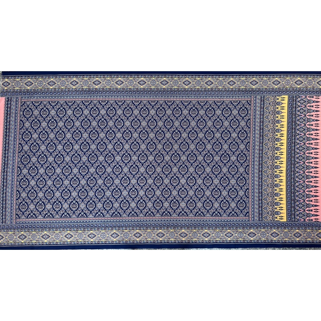 ผ้าหน้านาง กรอบรอบ ลายพุ่ม พิมพ์ลายไทย