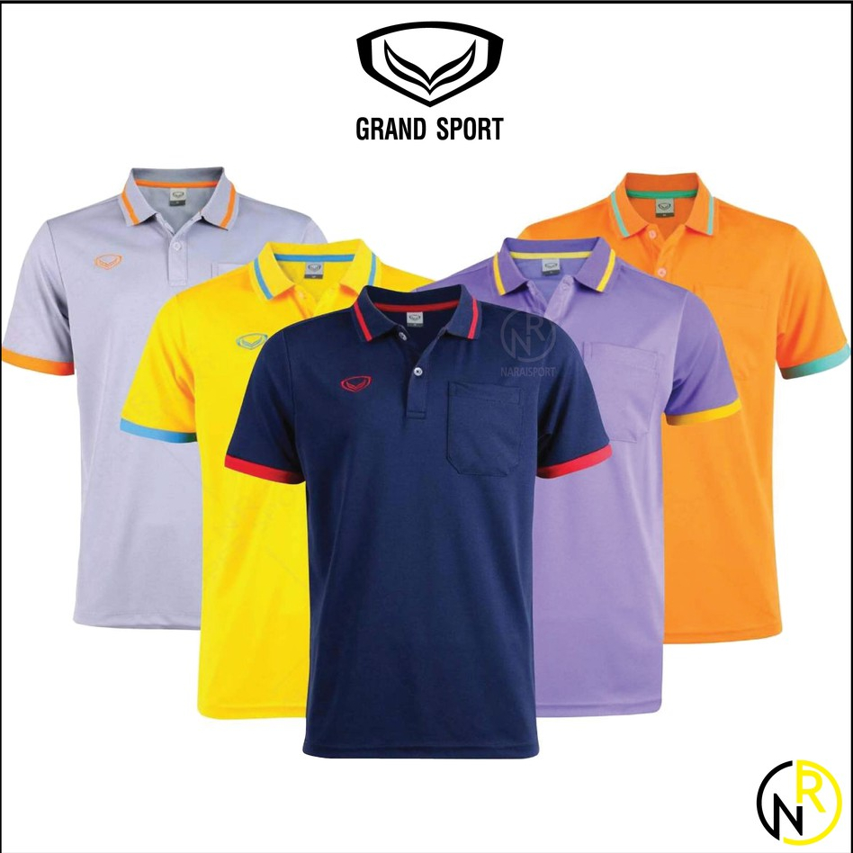 ***ของแท้ส่งไว***GRAND SPORT เสื้อโปโลชาย 12585 100% Polyester นุ่ม ใส่สบาย เสื้อเหลืองชาย 12588