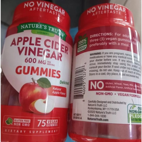 Nature's Truth Apple Cider Vinegar Gummies 600mg 75 Gummies
