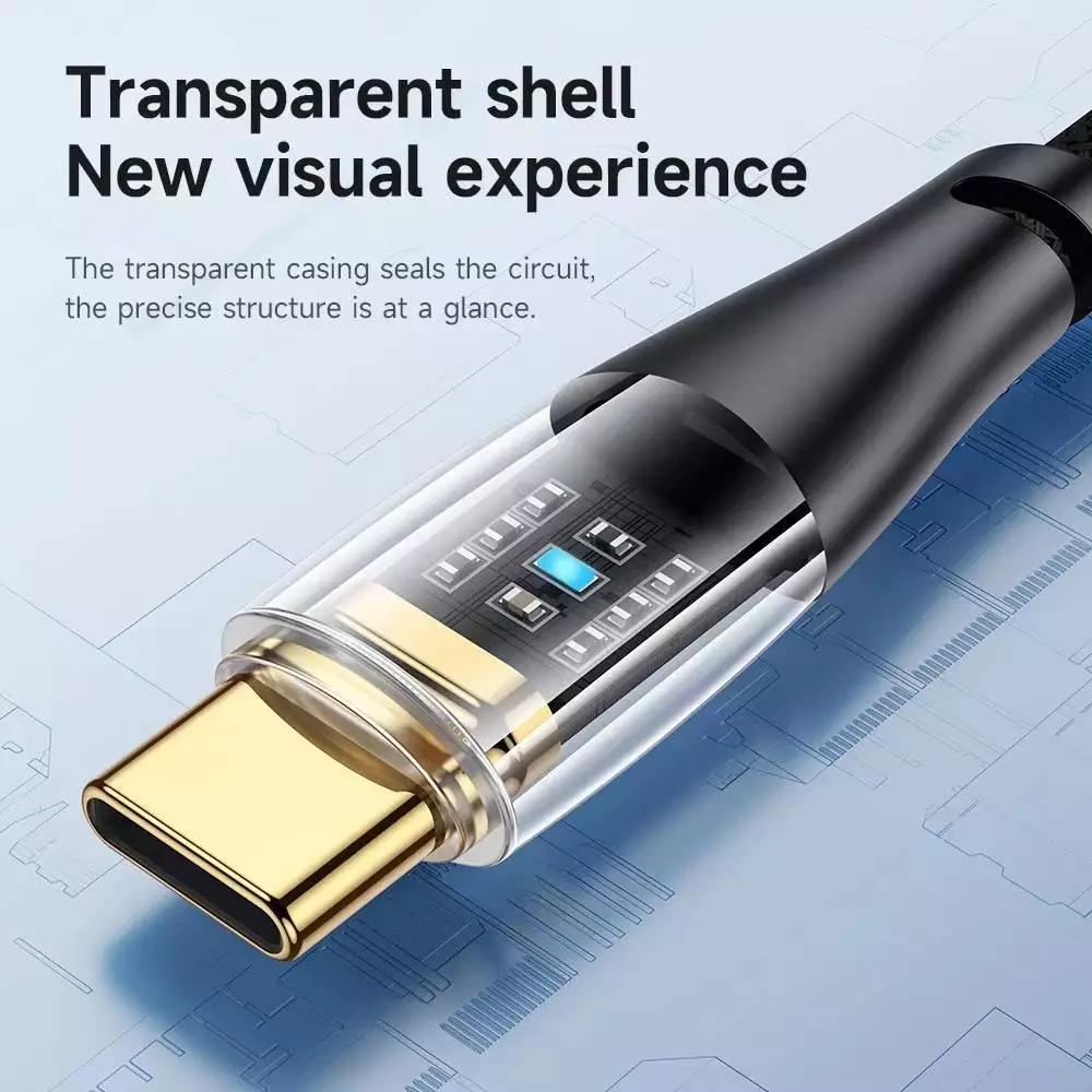 HOCO HK54 สายชาร์จโปร่งใส LED 3A ไนล่อนถัก iOS/Micro/Type-C 1ม. thumbnail 5
