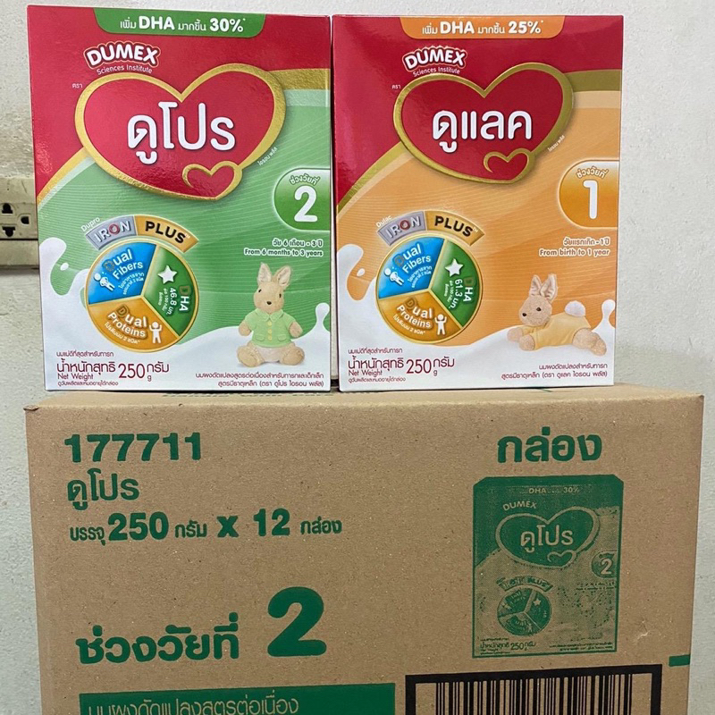 นมผง ดูแลค ขนาด 250 กรัม ยกลัง 12 กล่อง