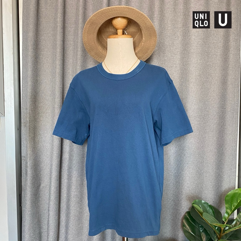 🇯🇵Uinqlo เสื้อยืด มือสอง แบรนด์ญี่ปุ่นแท้💯% Size M (อก 40“) สีน้ำเงิน,สีฟ้าเข้ม คอกลม แขนสั้น