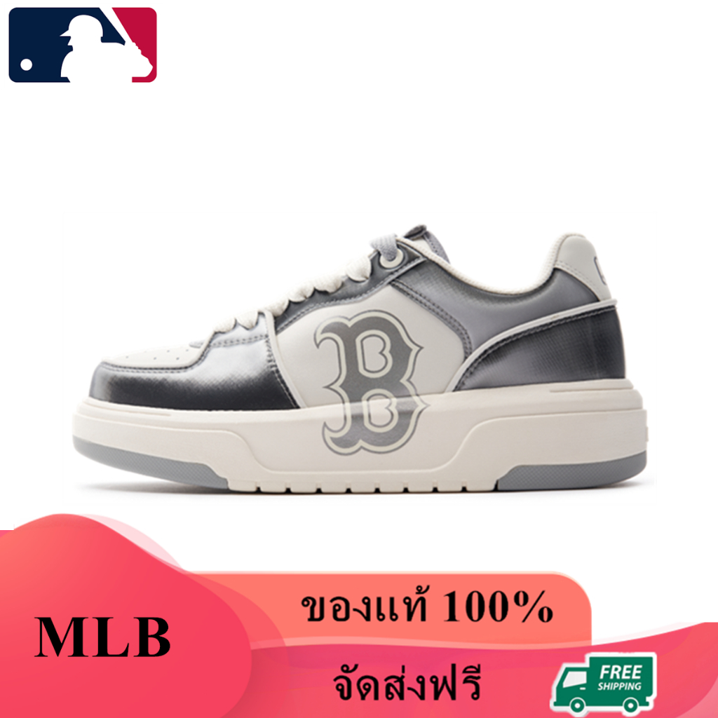 ของแท้ 100% MLB Chunky Boston Red Sox Silver 3ASXCLH3N-43GRS Sneaker รองเท้าผ้าใบ