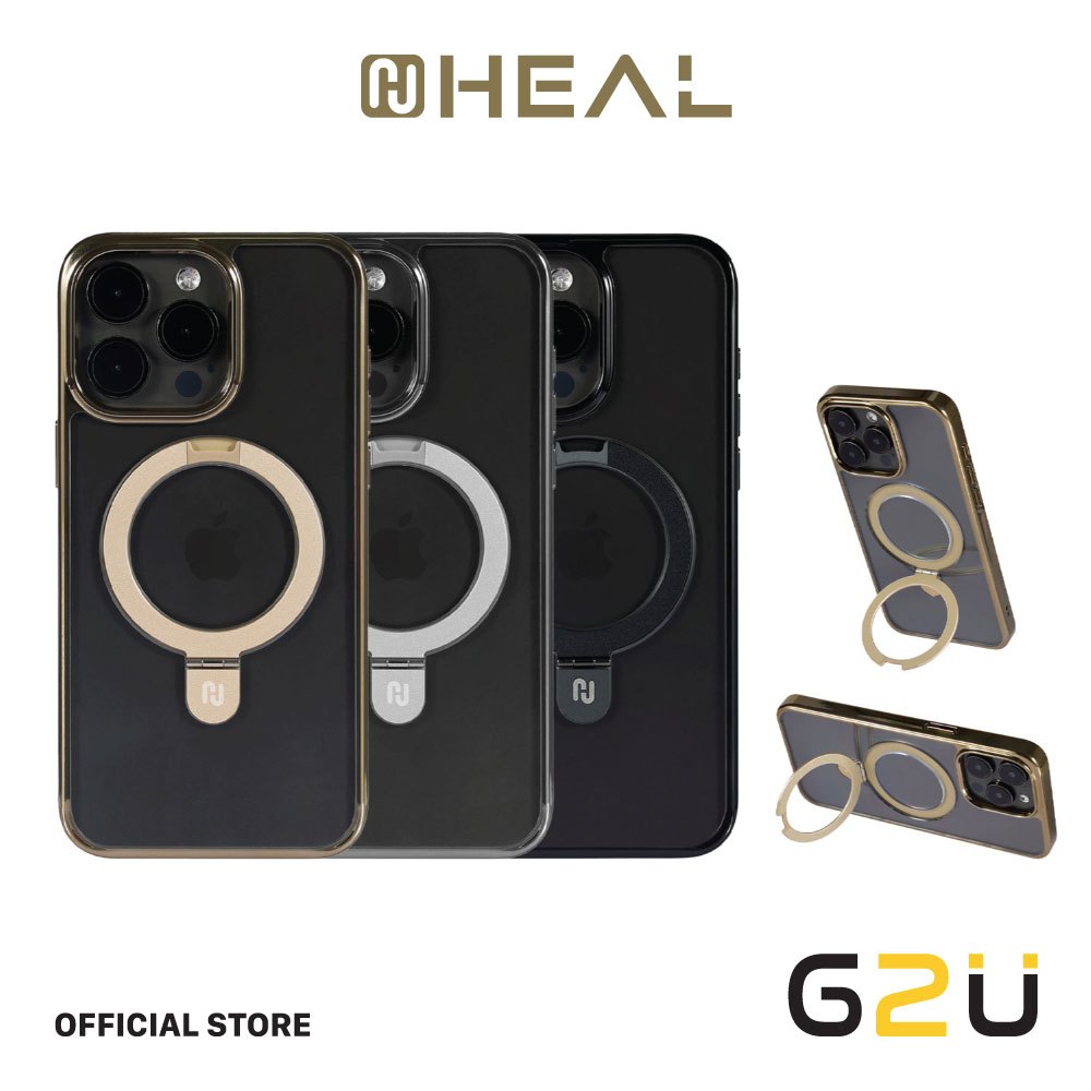 Heal เคสใสขอบเงาสำหรับ IP15 Series รุ่น Glossy มาพร้อมวงแหวนขาตั้ง 120 องศา รองรับการชาร์จแบบแม่เหล็ก