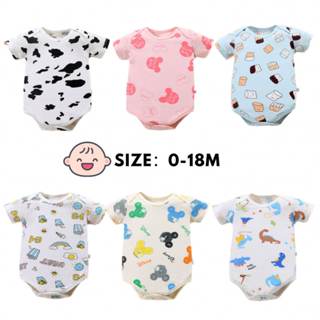 ชุดจั๊มสูทรอมเปอร์แขนสั้น ผ้าฝ้าย แบบนิ่ม ทรงสามเหลี่ยม ลายก…