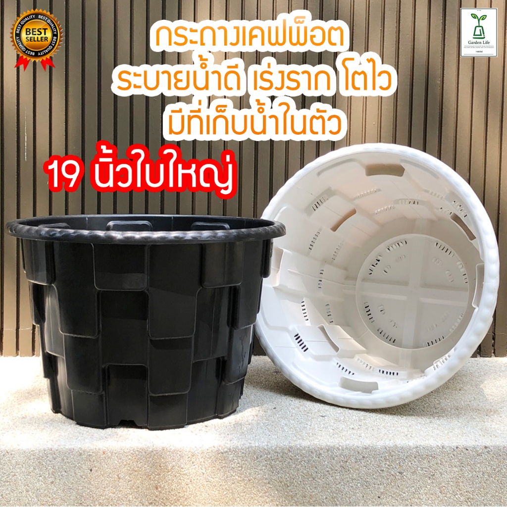 กระถางเคฟพ็อต กระถางต้นไม้19นิ้ว มินิมอลสีขาว,ดำ กระถางเร่งรากโตไวระบายน้ำดี airpot