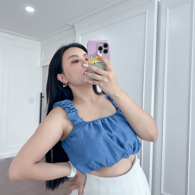 Mesa closet - เสื้อครอปแขนกุด จั๊มเอว - Mesave