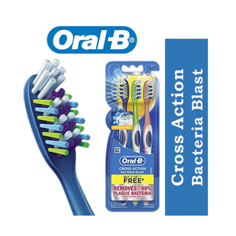 Oral-b Cross Action Bacterial Blast แพ็ค3ชิ้น แปรงสีฟัน ออรัลบี/ออรัลบี แปรงสีฟัน รุ่น 7เบเนฟิตส์ โปร-เฮลธ์ มี2รุ่น