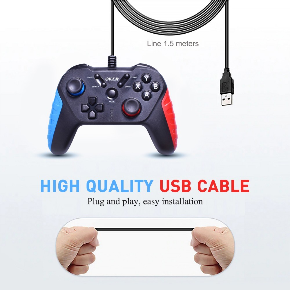 ( Gamepad Controller ) จอยเกมคอม  ยี่ห้อ OKER เสียบแล้วเล่นได้เลยไม่ต้องติดตั้ง
