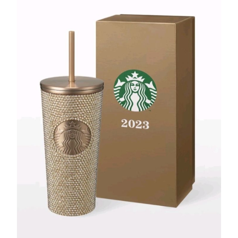 starbucks Champagne Gold Bling Rhinestones Cold Cup 16 oz.