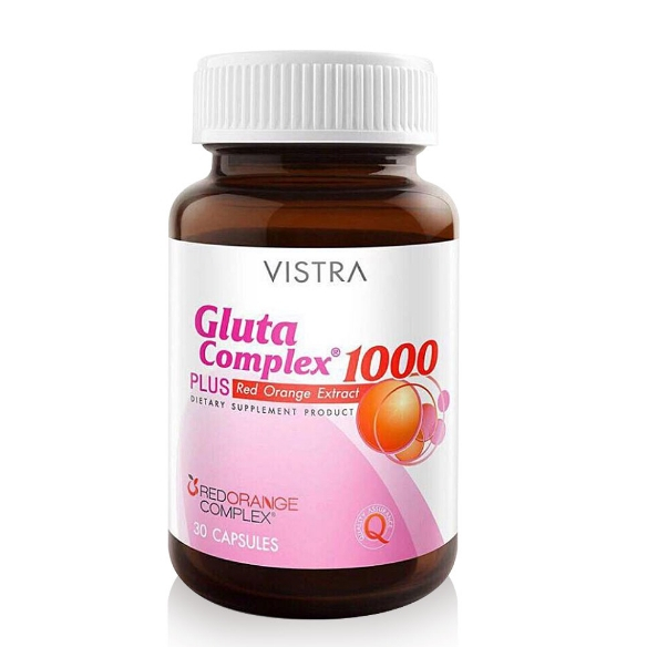 VISTRA Gluta Complex 1000 Plus Red Orange Extract 30 แคปซูล วิสทร้า กลูต้า คอมเพล็กซ์ 1000 [7767]