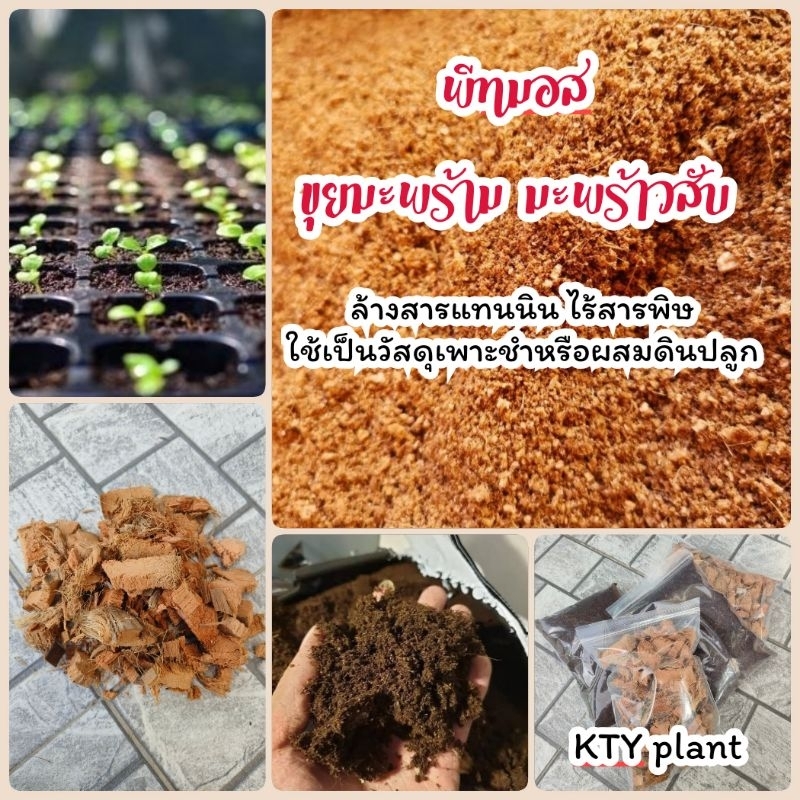 พีทมอสออแกนิก ขุยมะพร้าวละเอียด มะพร้าวสับ 1ลิตร​ ไร้สารพิษ ล้างสารเเทนนินแล้ว