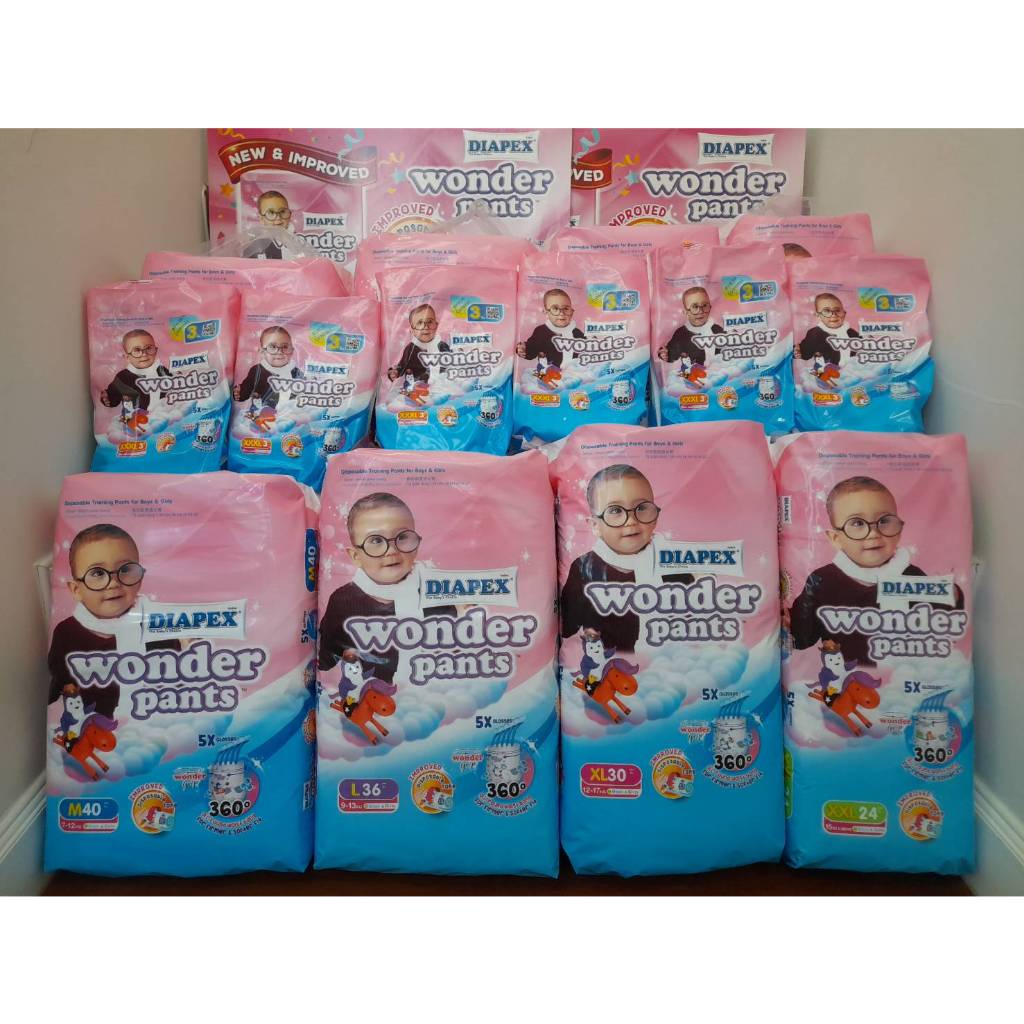 **แพคคู่** ผ้าอ้อมสำเร็จรูปแบบกางเกง ไดเพ็กส์ วันเดอร์ แพ้นส์ (แพคจัมโบ้)