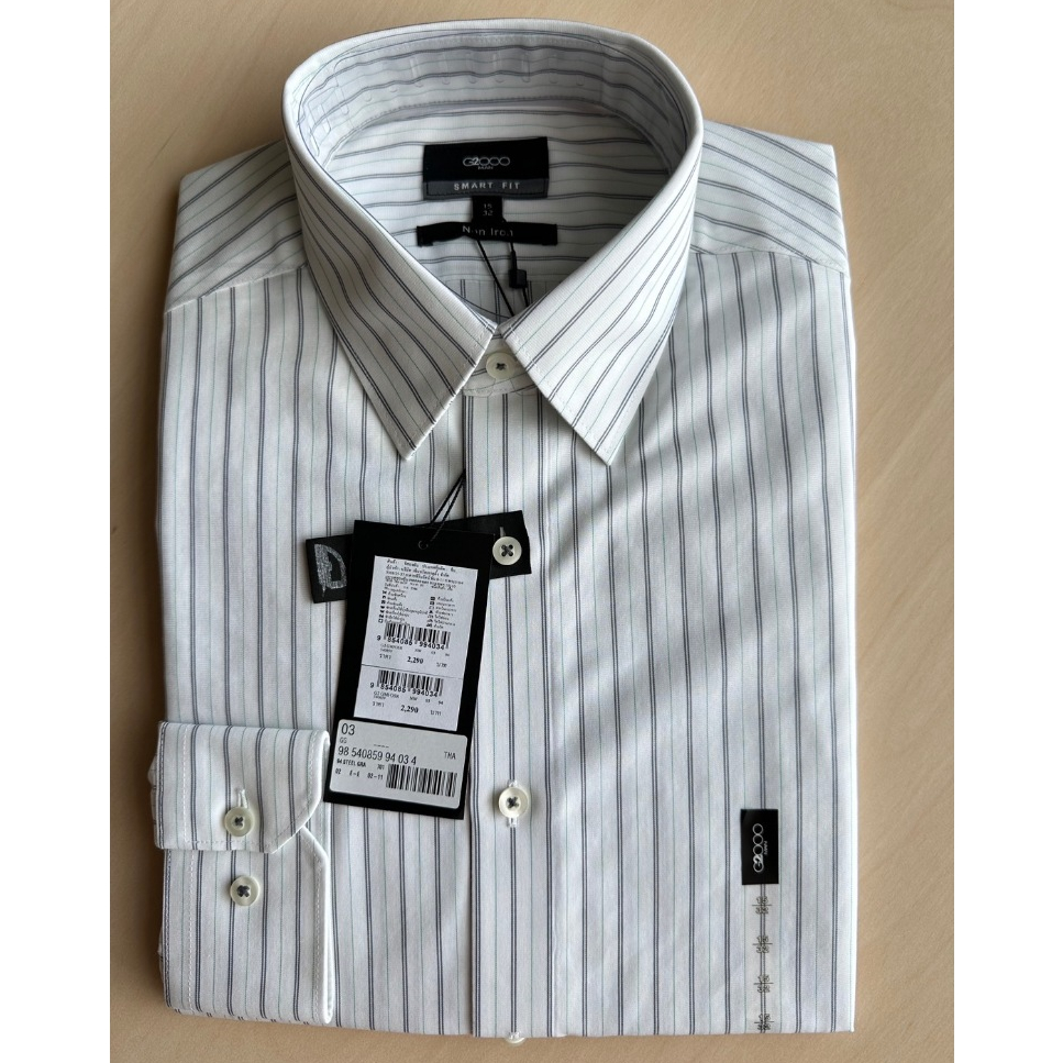 G2000 เสื้อเชิ๊ตผู้ชาย ทรง Smart fit NON IRON สี ขาว ไม่มีกระเป๋า