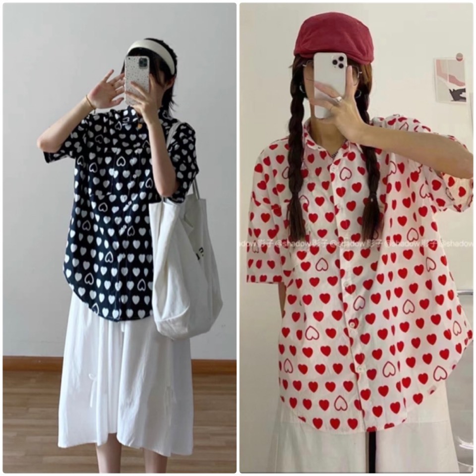 pizza outfit เชิ้ต oversize แขนสั้น ลายน่ารัก