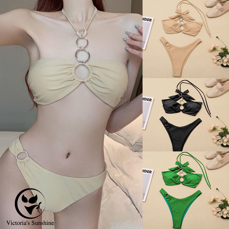 ชุดว่ายน้ำ bikini บิกินี่ เซ็กซี่ ทูพีช การตกแต่งโซ่ทอง#0168