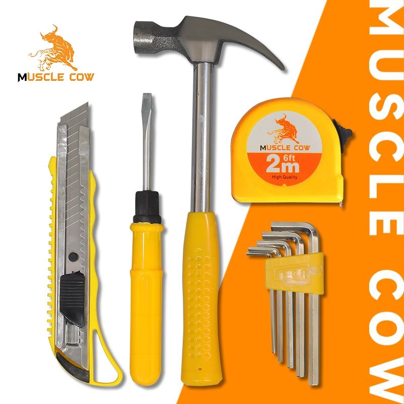 MUSCLE COW ชุดเครื่องมือช่าง5in1 ไขควง ประแจอัลเลน คัตเตอร์ ค้อน ตลับเมตร อุปกรณ์ช่าง ใช้งานง่าย ทนทาน คุณภาพ