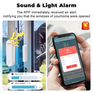 Tuya WiFi Door Window Sensor With Sound รุ่น DS-101 เซนเซอร์ ประตู หน้าต่าง แจ้งเตือนเสียงและแสง