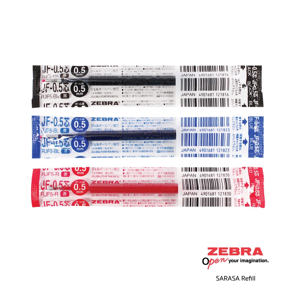 Zebra refill ไส้ปากกา sarasa ขนาด 0.5/0.7/1.0 มม. น้ำเงิน ดำ แดง