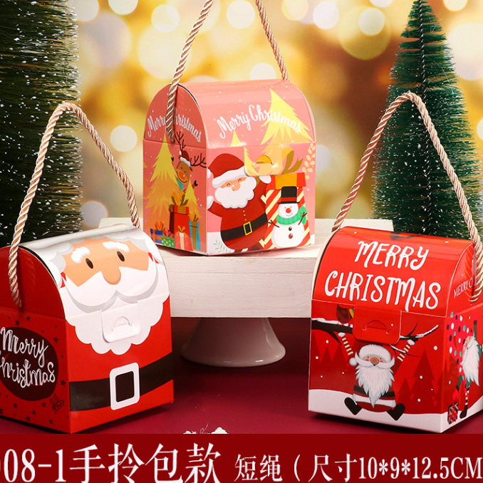BH กล่องของขวัญ คริสต์มาส ทรงกระเป๋า มีเชือกหิ้ว น่ารัก ลายซานตาคลอส Christmas พร้อมส่งไทย